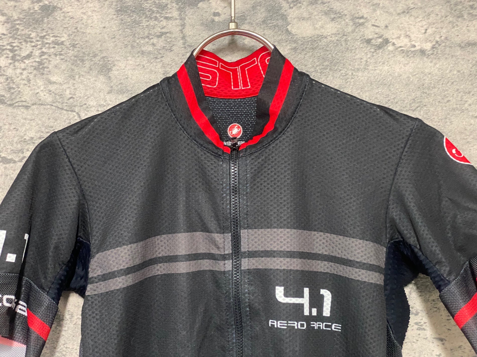 JT070 カステリ CASTELLI 半袖サイクルジャージ 黒 S ほつれあり