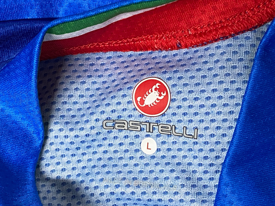 KJ760 カステリ CASTELLI 半袖 サイクルジャージ 青 L