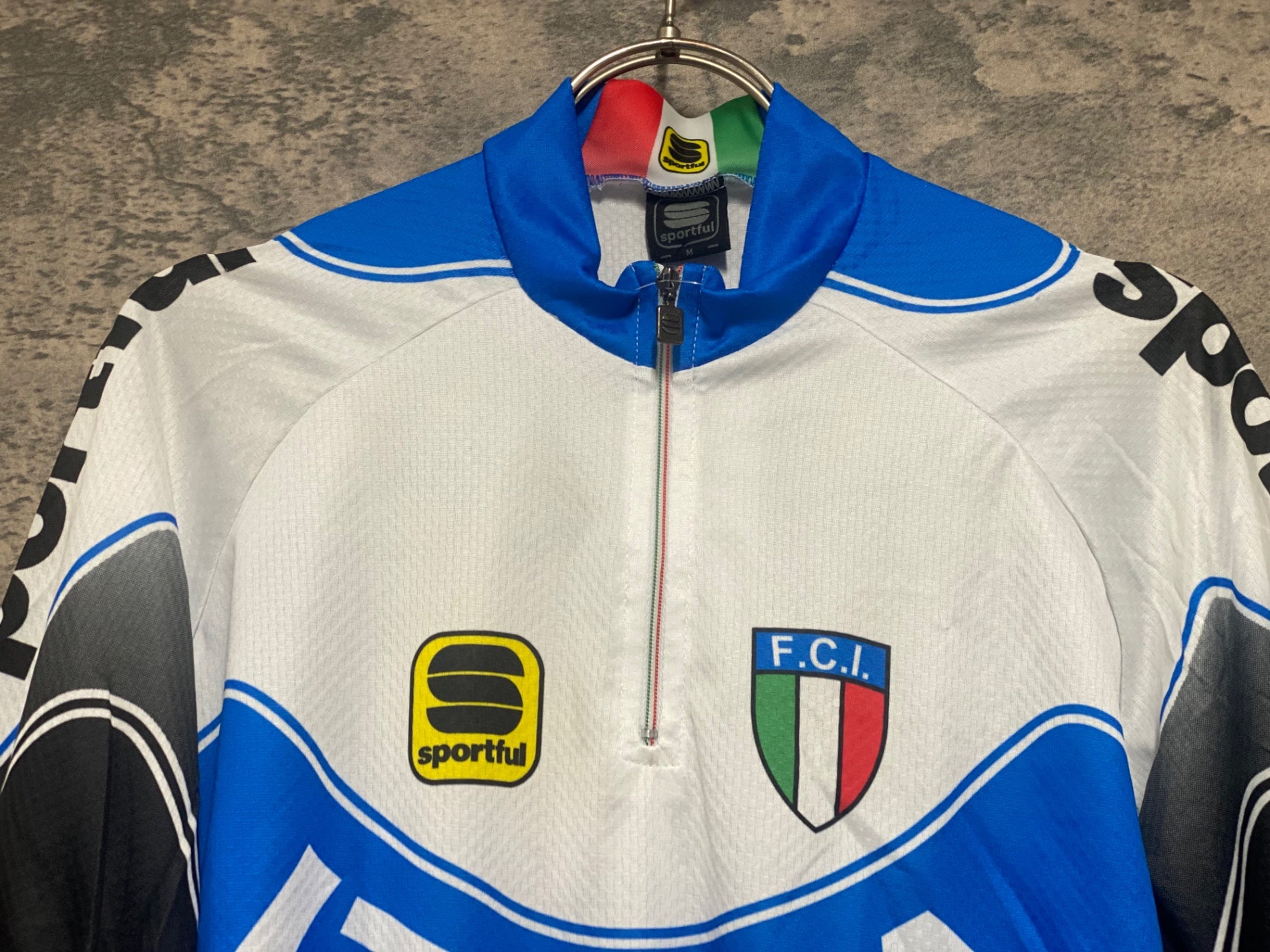 JV559 スポーツフル sportful 半袖 サイクルジャージ 白 青 M ITALIA