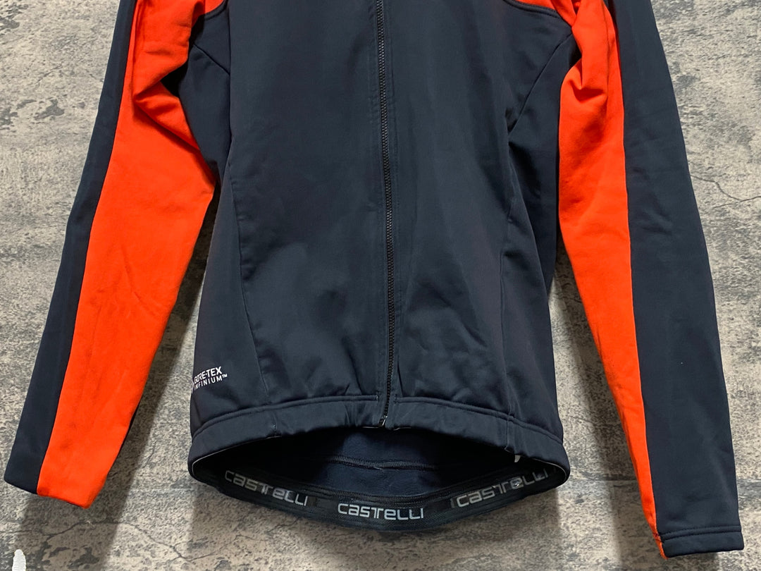KP755 カステリ CASTELLI 長袖 サイクルジャケット 黒 オレンジ M 裏起毛 GORE-TEX