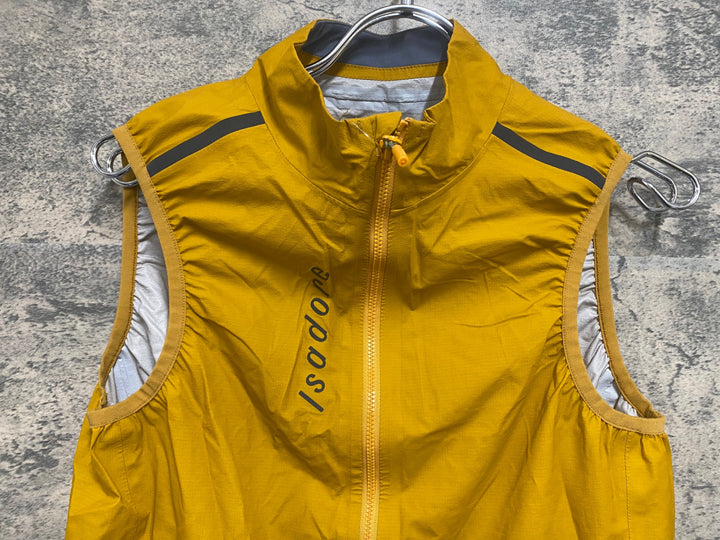 KO578 イザドア Isadore SIGNATURE RAIN GILET サイクルベスト ジレ 黄 M