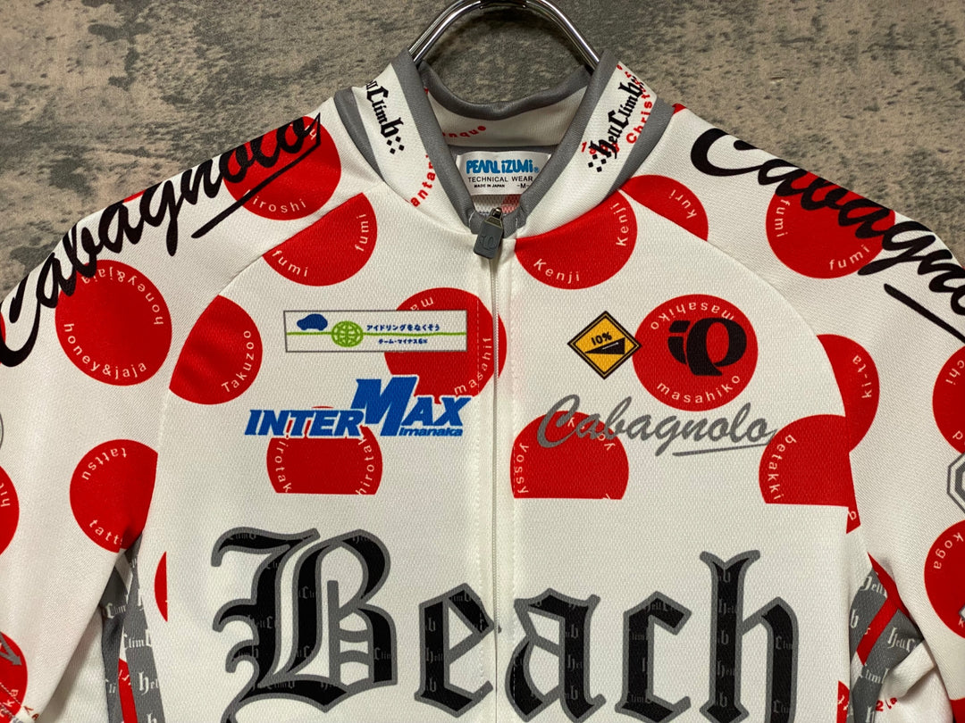JT532 パールイズミ PEARL iZUMi 半袖 サイクルジャージ 白 赤 水玉模様 M