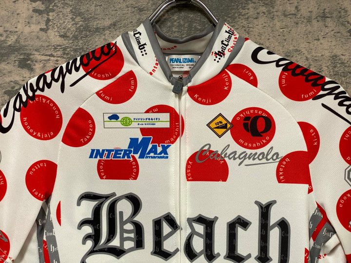JT532 パールイズミ PEARL iZUMi 半袖 サイクルジャージ 白 赤 水玉模様 M