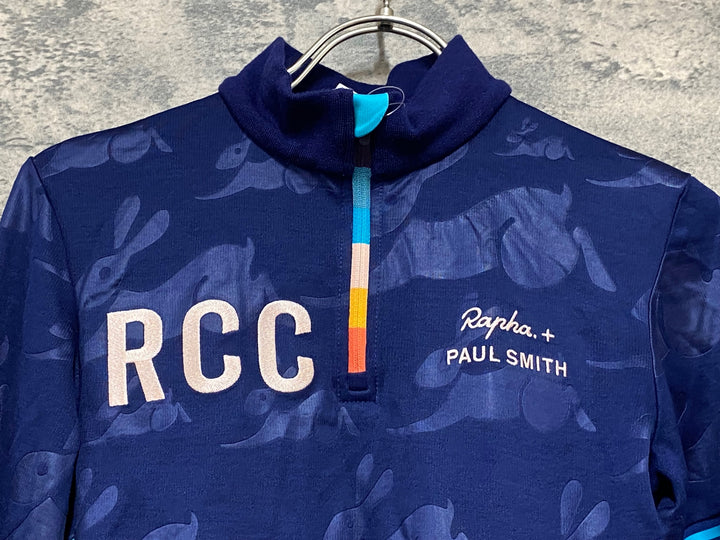 JS968 ラファ Rapha RCC ＋ PAUL SMITH CLASSIC LONG SLEEVE JERSEY 長袖 サイクルジャージ 紺 XS