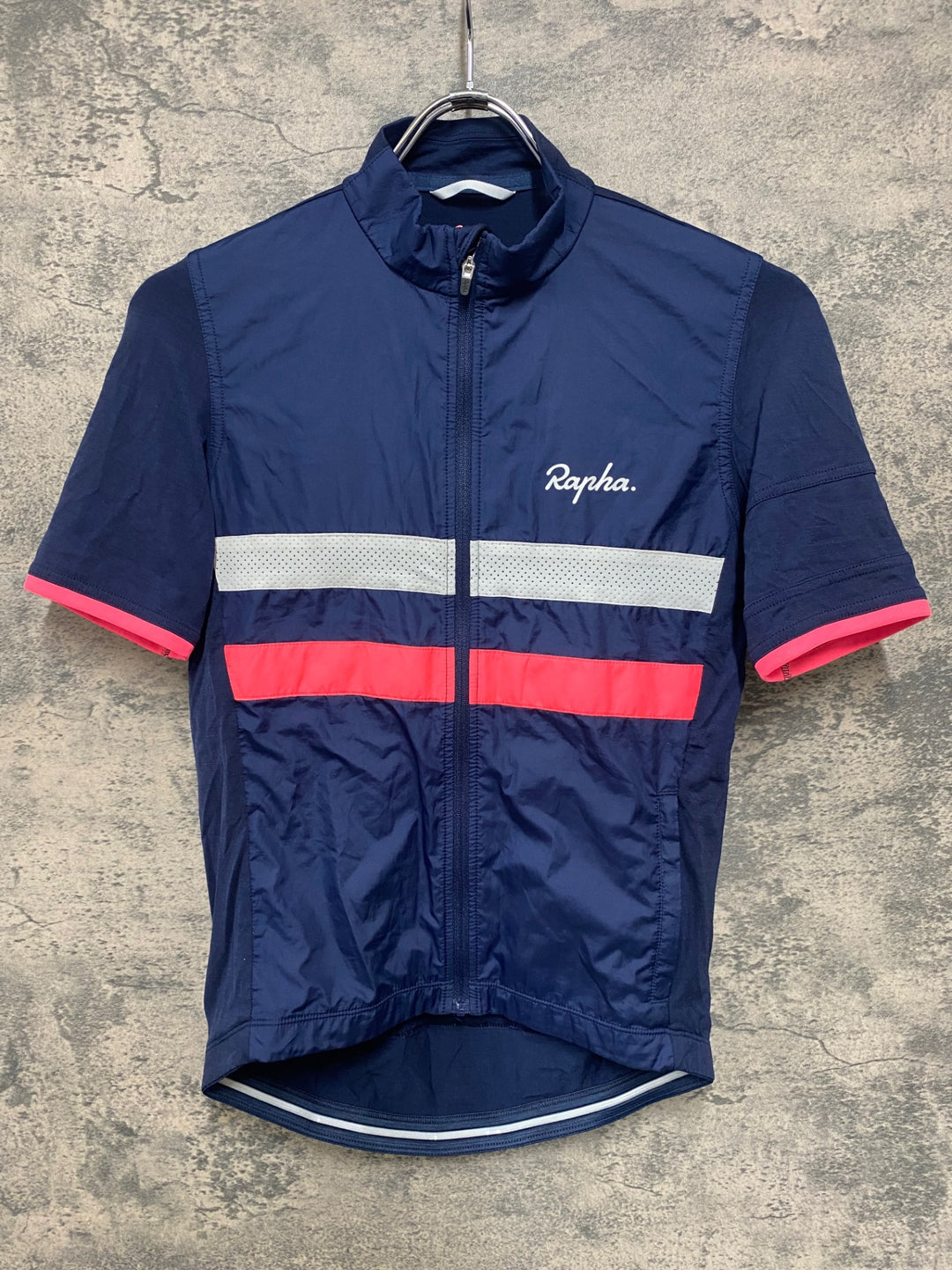 JH915 ラファ Rapha SHORT SLEEVE WINDBLOCK BREVET JERSEY 紺 XS