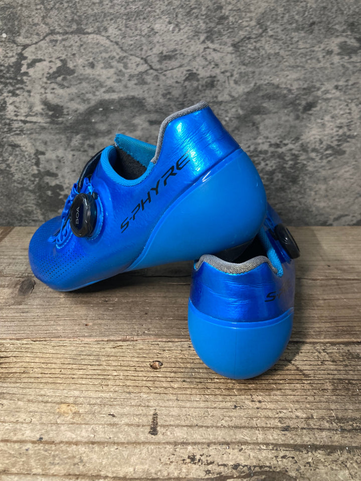 JY155 シマノ SHIMANO S-PHYRE SHRC901 B01 S ビンディングシューズ 3穴 青 EU40.5 ※ボルト受け欠の為ジャンク