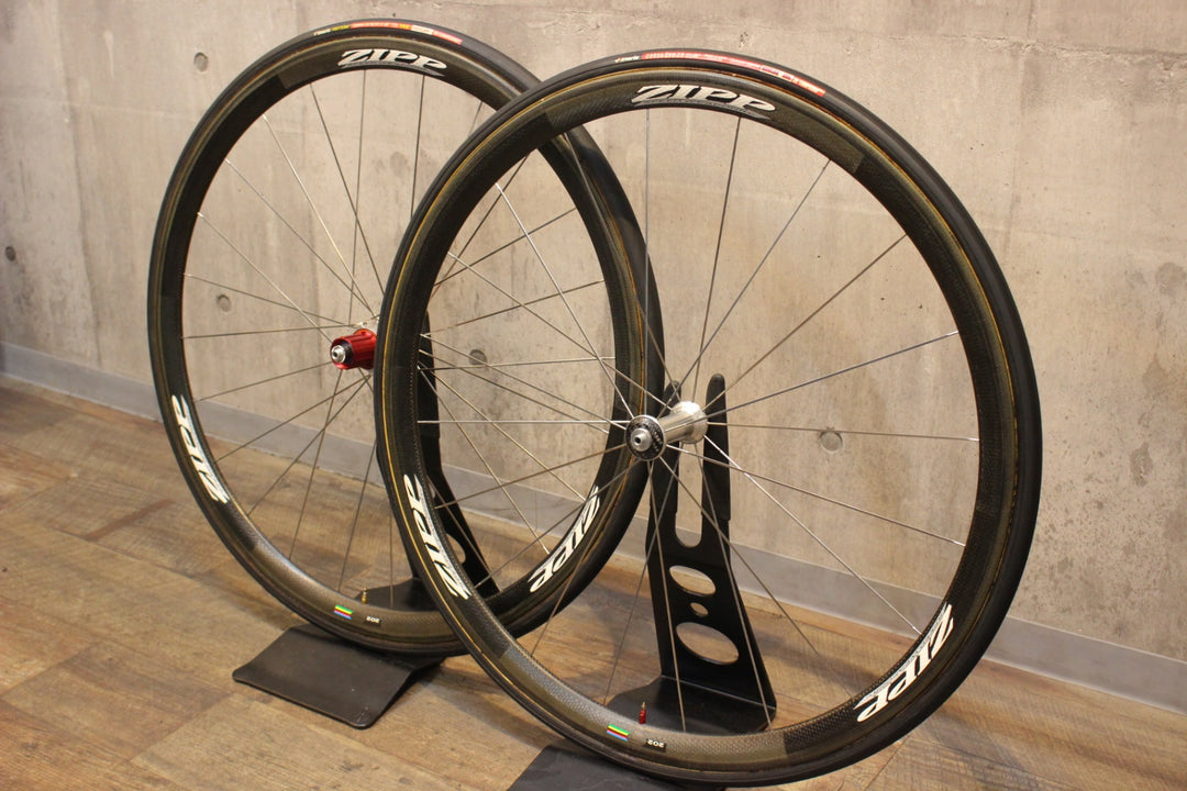 【カンパ11/12Sフリー付属】ジップ ZIPP 202 カーボン チューブラー ホイールセット シマノ 10S 【名古屋店】