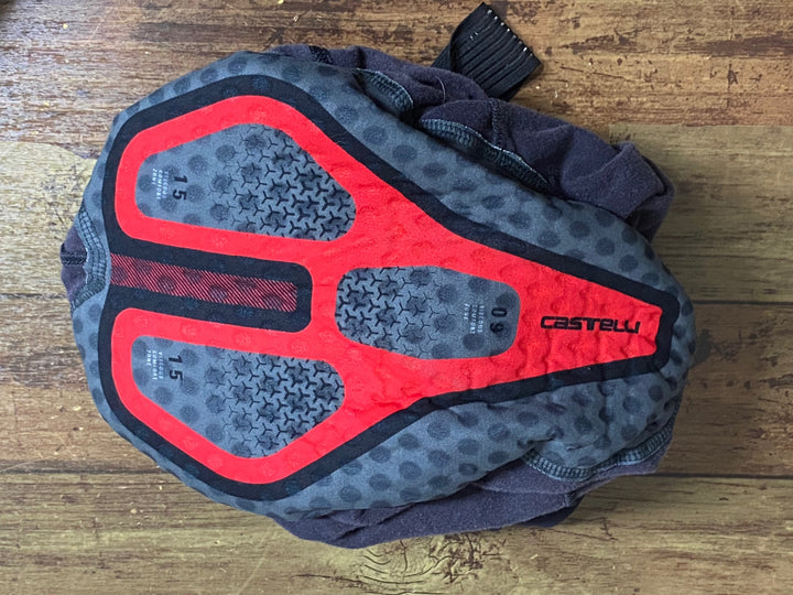 KG815 カステリ CASTELLI ロッソコルサ ROSSO CORSA ビブタイツ グレー M 裏起毛