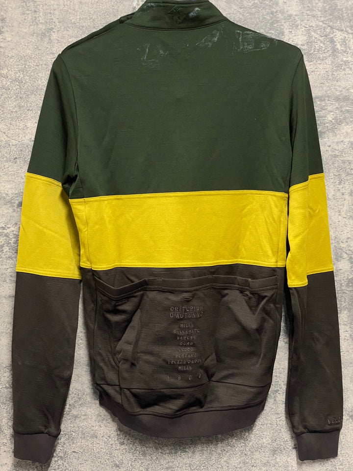 JV235 ラファ Rapha LOMBARDIA JERSEY 長袖 サイクルジャージ 深緑 ブラウン S