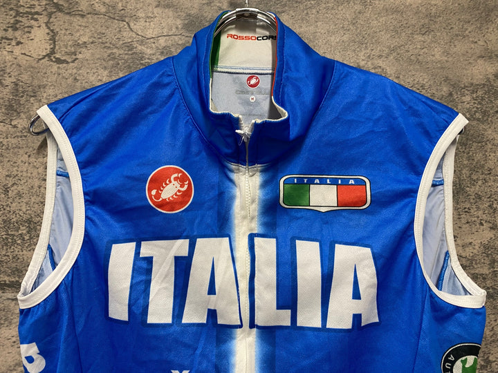 JH959 カステリ CASTELLI ROSSO CORSA サイクルベスト ジレ 青 M
