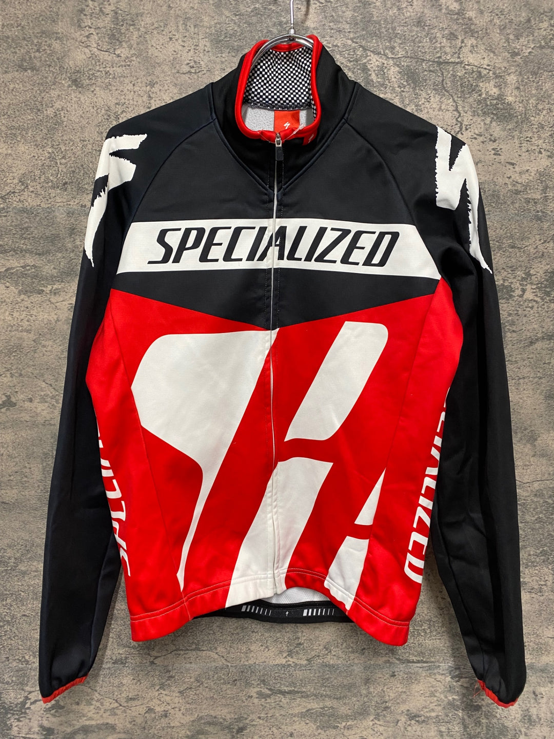 JR079 スペシャライズド SPECIALIZED 長袖サイクルジャケット 黒赤 S 裏起毛