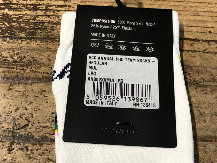 KD256 ラファ Rapha ANNUAL PRO TEAM SOCKS REGULAR サイクルソックス 白 L