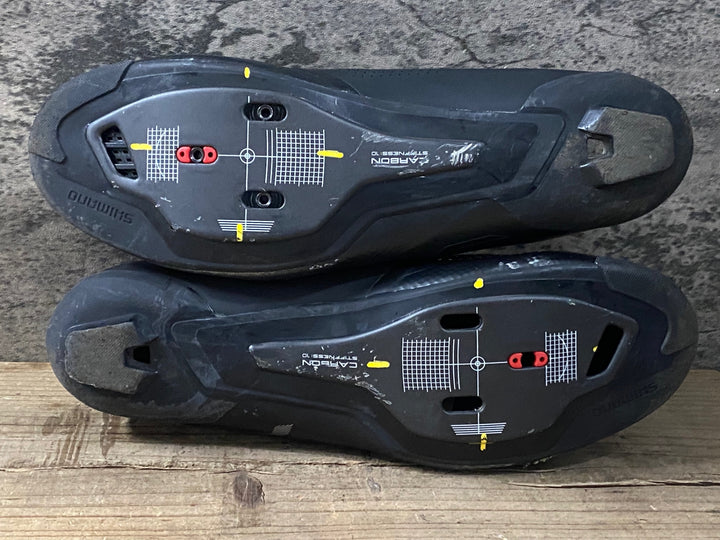 KG985 シマノ SHIMANO PC7 SHRC702M WIDE ビンディングシューズ 3穴 BOA シルバー 黒 EU44 ※ソール欠品