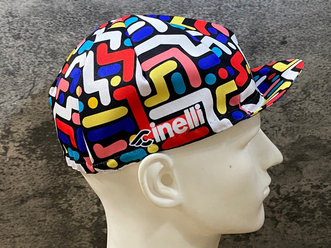 KK034 チネリ cinelli サイクルキャップ 赤 青 総柄 フリーサイズ