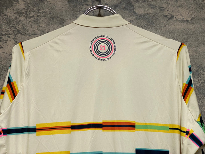 KD249 ラファ Rapha RCC 2021 ANNUAL LS PT TRAINING JERSEY 長袖 サイクルジャージ ベージュ 総柄 XL