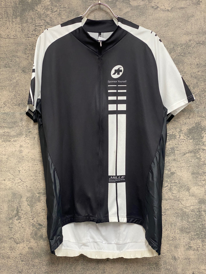 JN583 アソス assos MILLE 半袖サイクルジャージ 白黒 XLG ※汚れ、ほつれ