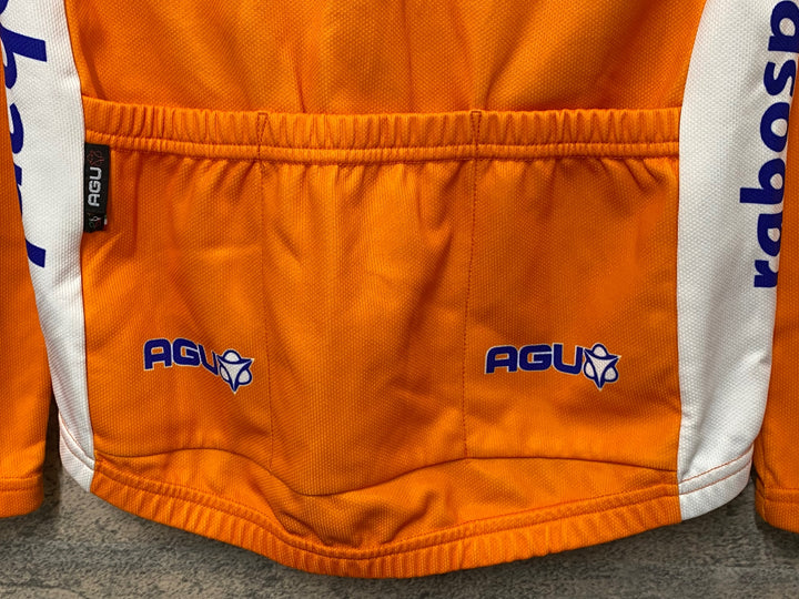 KA111 アグ AGU 長袖 サイクルジャージ オレンジ 青 XS 裏起毛 レプリカ Rabobank