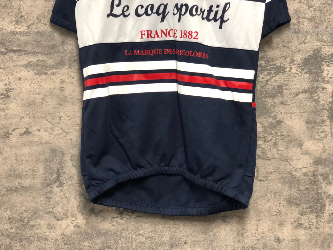 KK455 ルコックスポルティフ le coq sportif 半袖 サイクルジャージ 白 紺 O