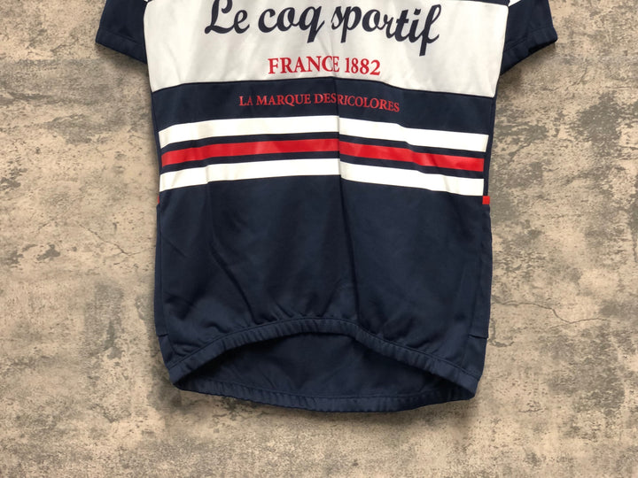 KK455 ルコックスポルティフ le coq sportif 半袖 サイクルジャージ 白 紺 O