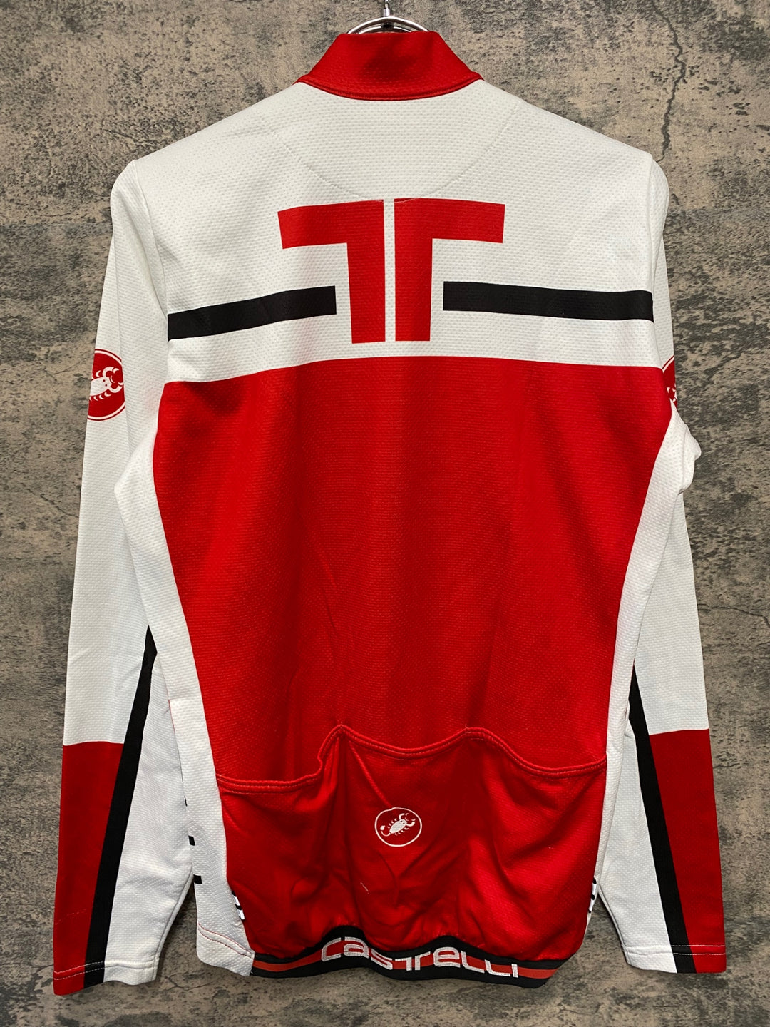 JI330 カステリ CASTELLI 長袖 サイクルジャージ 白 赤 S 裏起毛