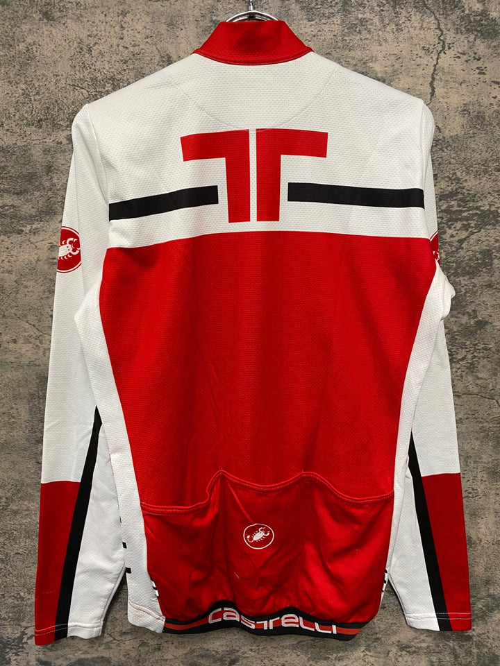 JI330 カステリ CASTELLI 長袖 サイクルジャージ 白 赤 S 裏起毛