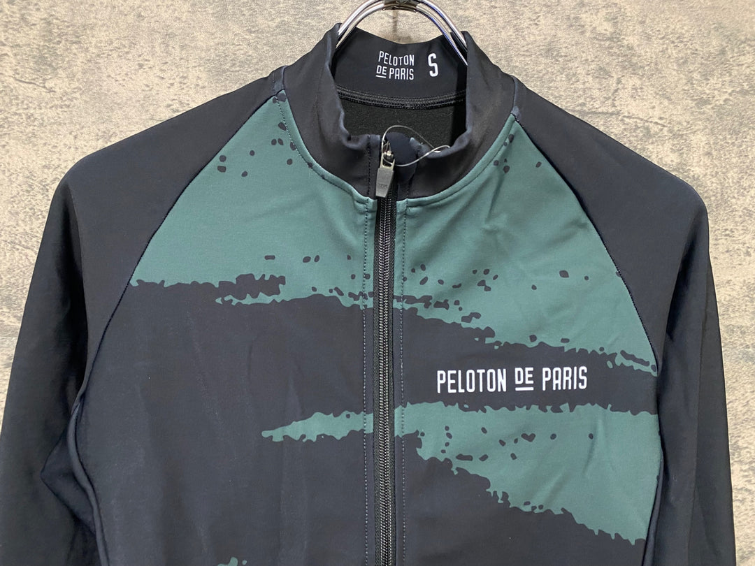 JW781 プロトンドパリ PELOTON DE PARIS 長袖 サイクルジャージ 黒緑 S 裏起毛