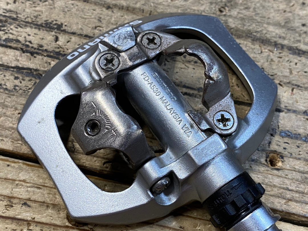 JZ349 シマノ SHIMANO PD-A530 ビンディングペダル 片面フラット SPD シルバー