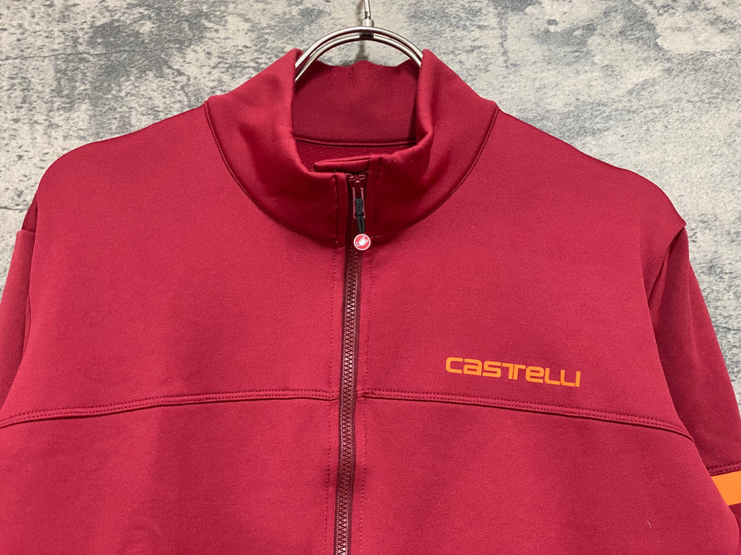 JN498 カステリ CASTELLI 長袖 サイクルジャージ 赤 L 裏起毛