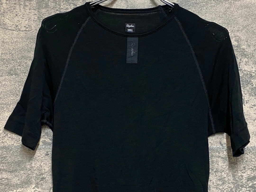 KO794 ラファ Rapha MEN'S MERINO BASE LAYER SHORT SLEEVE 半袖 ベースレイヤー 黒 S