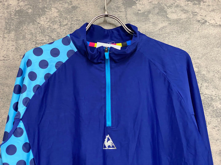 JO218 ルコックスポルティフ le coq sportif 長袖 サイクルジャージ ハーフジップ 青 水玉 レディース L