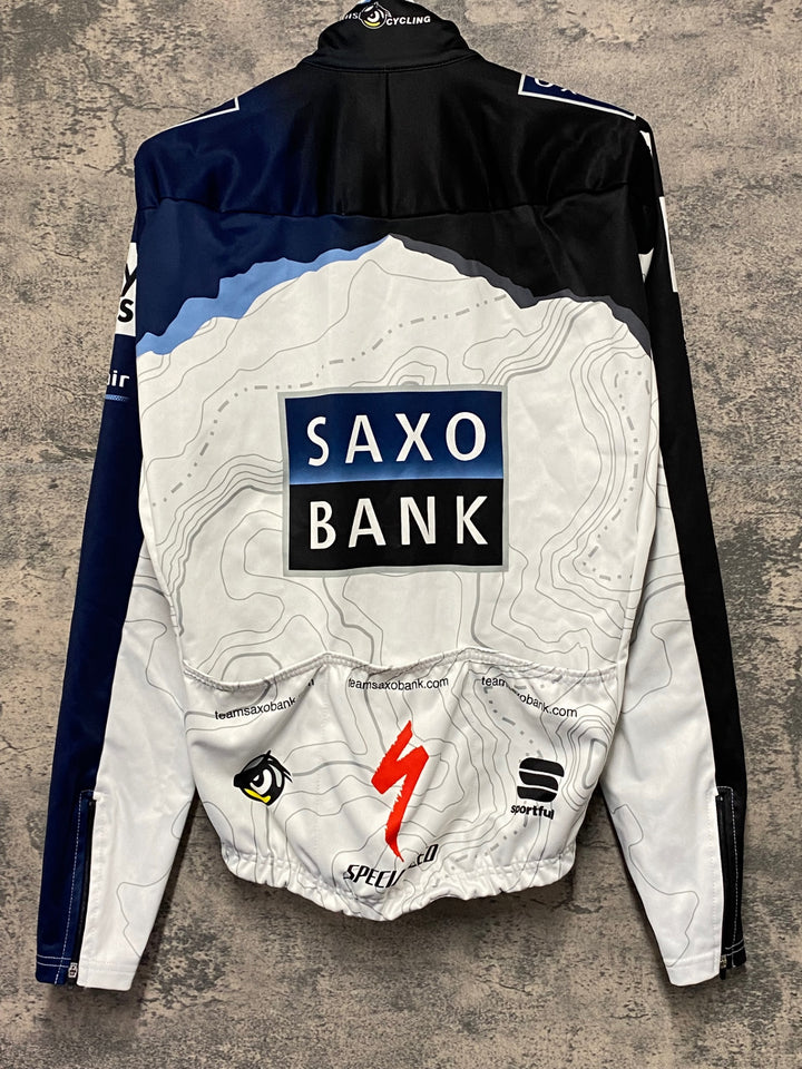 KE984 スポーツフル sportful 長袖 サイクルジャケット 白 黒 S 裏起毛 SAXO BANK