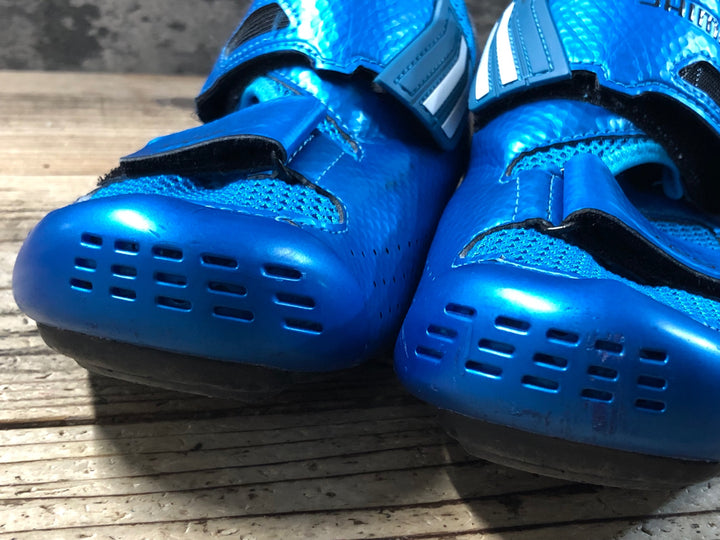 KE181 シマノ SHIMANO TR9 SH-TR900 ビンディングシューズ 青 EU42.5 3穴