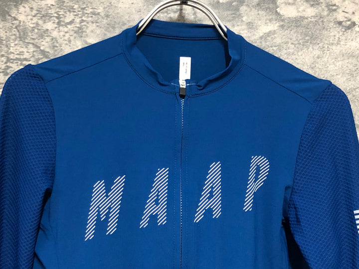 KM714 マープ MAAP PRO FIT JERSEY 長袖 サイクルジャージ 青 S ※補修のためジャンク