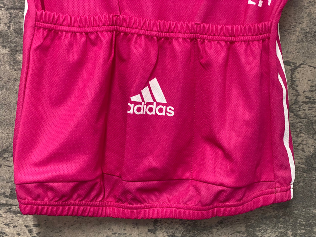 KJ757 アディダス adidas 半袖 サイクルジャージ ピンク 白 L ハーフジップ