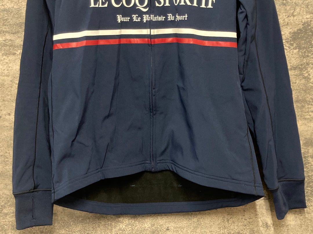 KK449 ルコックスポルティフ le coq sportif 長袖 サイクルジャケット 紺 O 裏起毛