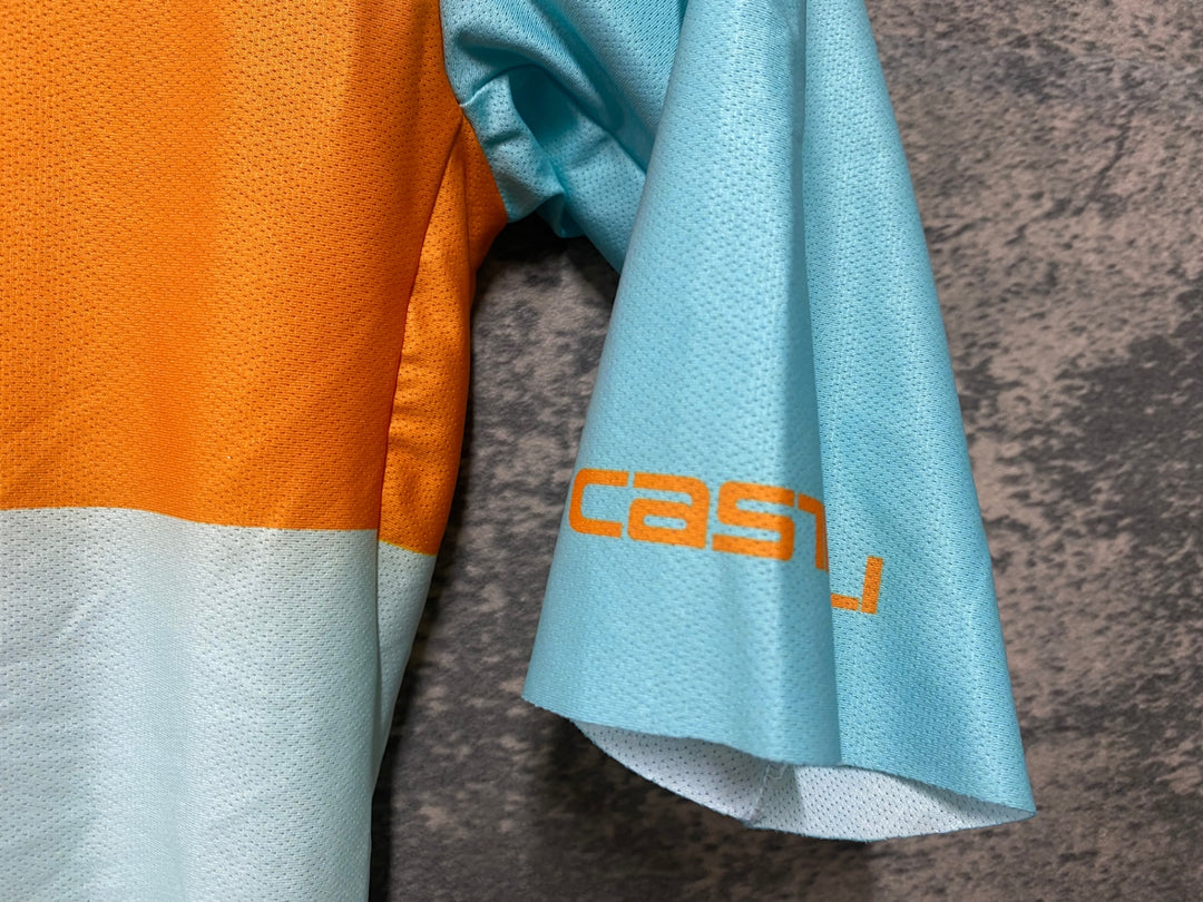 JP861 カステリ CASTELLI ロッソコルサ ROSSO CORSA 半袖 サイクルジャージ 水色 XS レディース