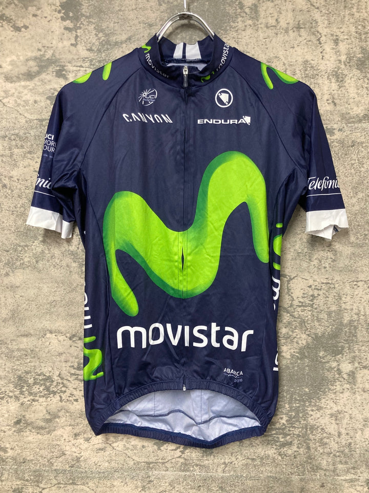 JS496 エンデュラ ENDURA 半袖 サイクルジャージ 濃紺 サイズ不明 movistar ※タグカット