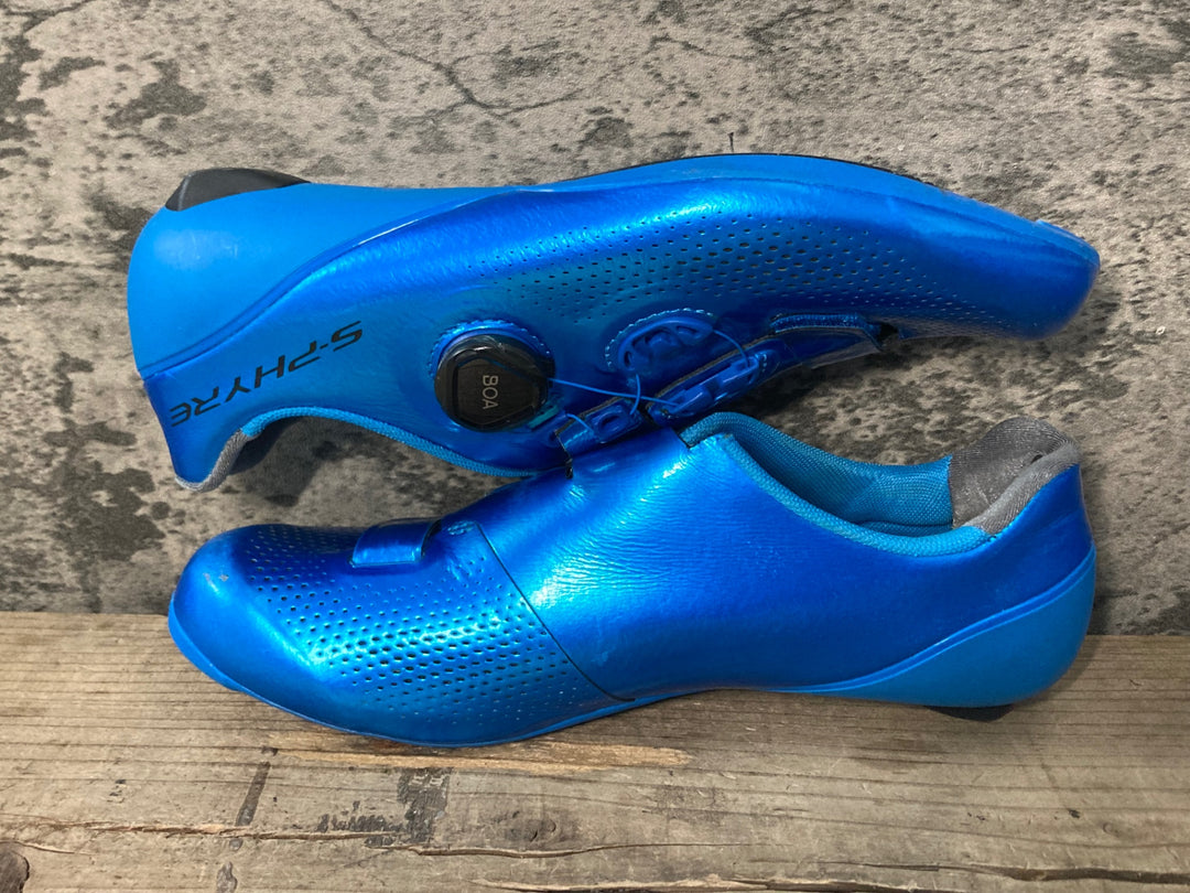 JY155 シマノ SHIMANO S-PHYRE SHRC901 B01 S ビンディングシューズ 3穴 青 EU40.5 ※ボルト受け欠の為ジャンク