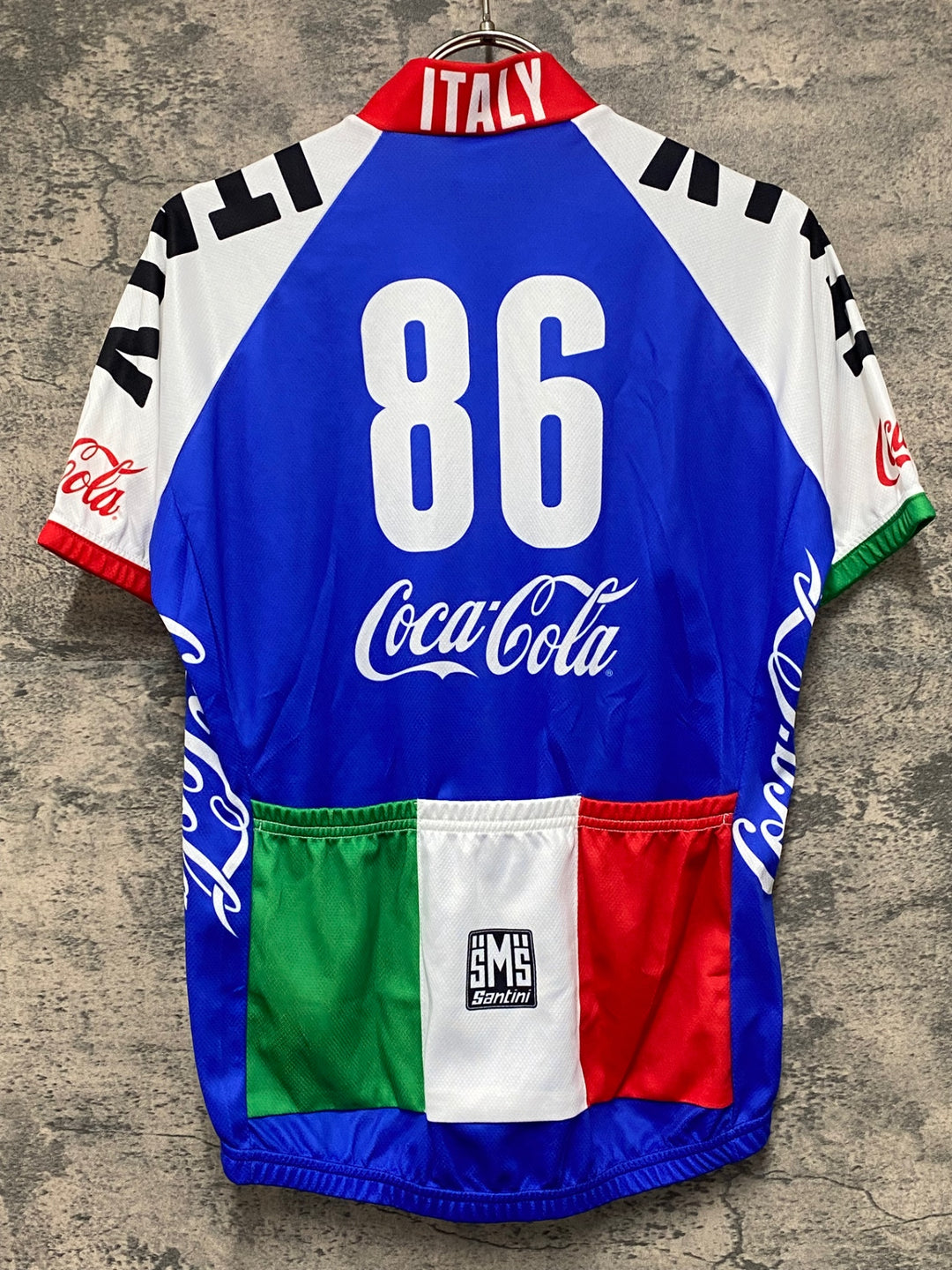 KG287 サンティーニ Santini 半袖 サイクルジャージ 白 青 S