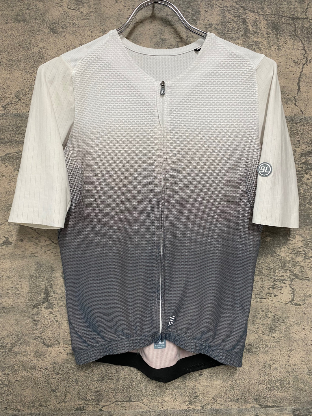 JQ132 バイシクルライン BICYCLE LINE 半袖 サイクルジャージ 白 グレー M メッシュ ※ほつれあり
