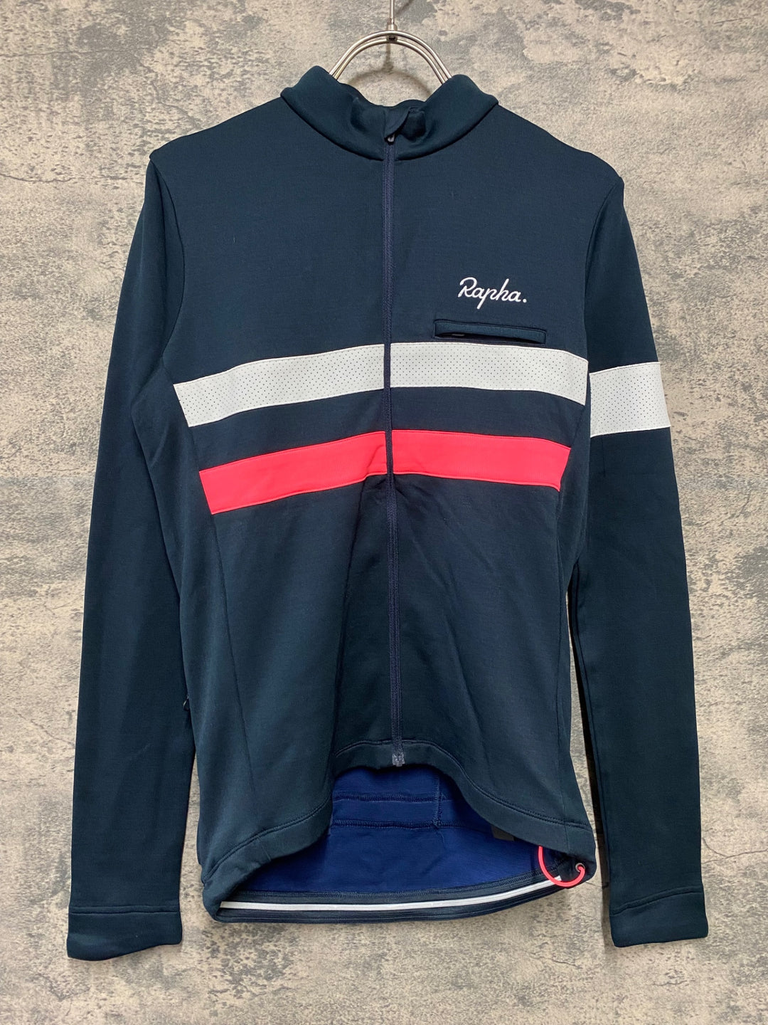 KH993 ラファ Rapha BREVET LONG SLEEVE JERSEY 長袖 サイクルジャージ 紺 S