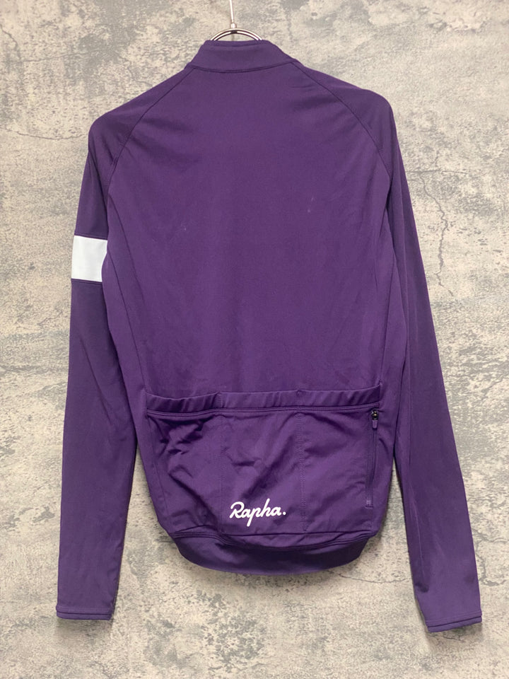 KE391 ラファ Rapha CORE LONG SLEEVE JERSEY 長袖 サイクルジャージ XS 紫 裏起毛 ※生地傷み