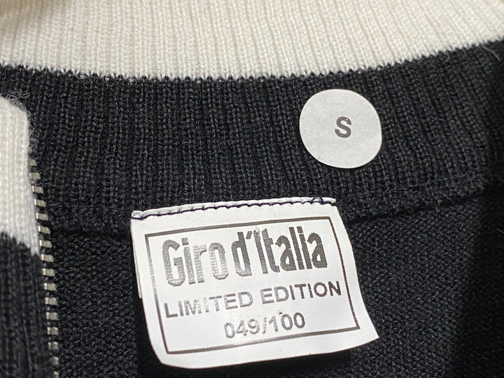 JN421 サンティーニ Santini 半袖 サイクルジャージ 黒 白 S ハーフジップ Giro d'Italia 100