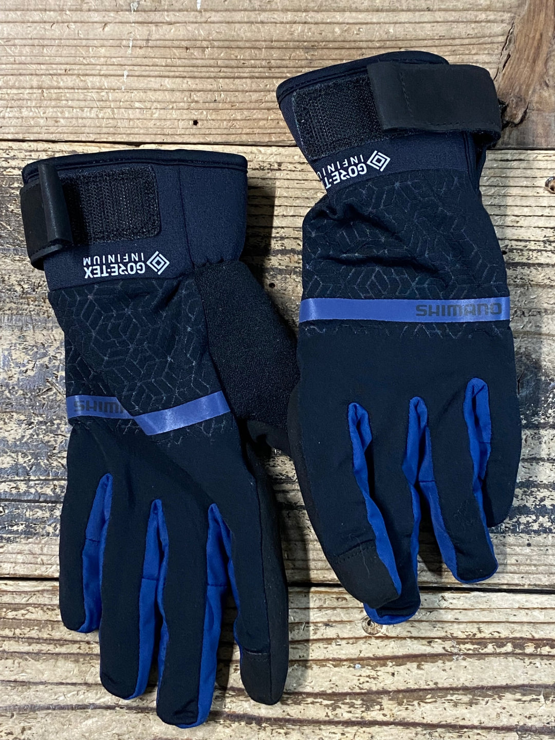 JP752 シマノ SHIMANO 長指 ウィンターグローブ 黒青 MEN'S M 裏起毛 GORE TEX INDINIUM