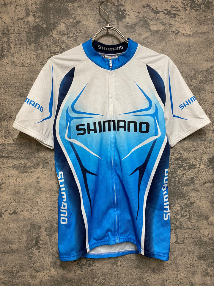 JO314 シマノ SHIMANO 半袖 サイクルジャージ 白 青 L