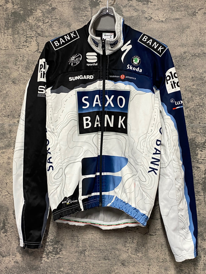 KE984 スポーツフル sportful 長袖 サイクルジャケット 白 黒 S 裏起毛 SAXO BANK