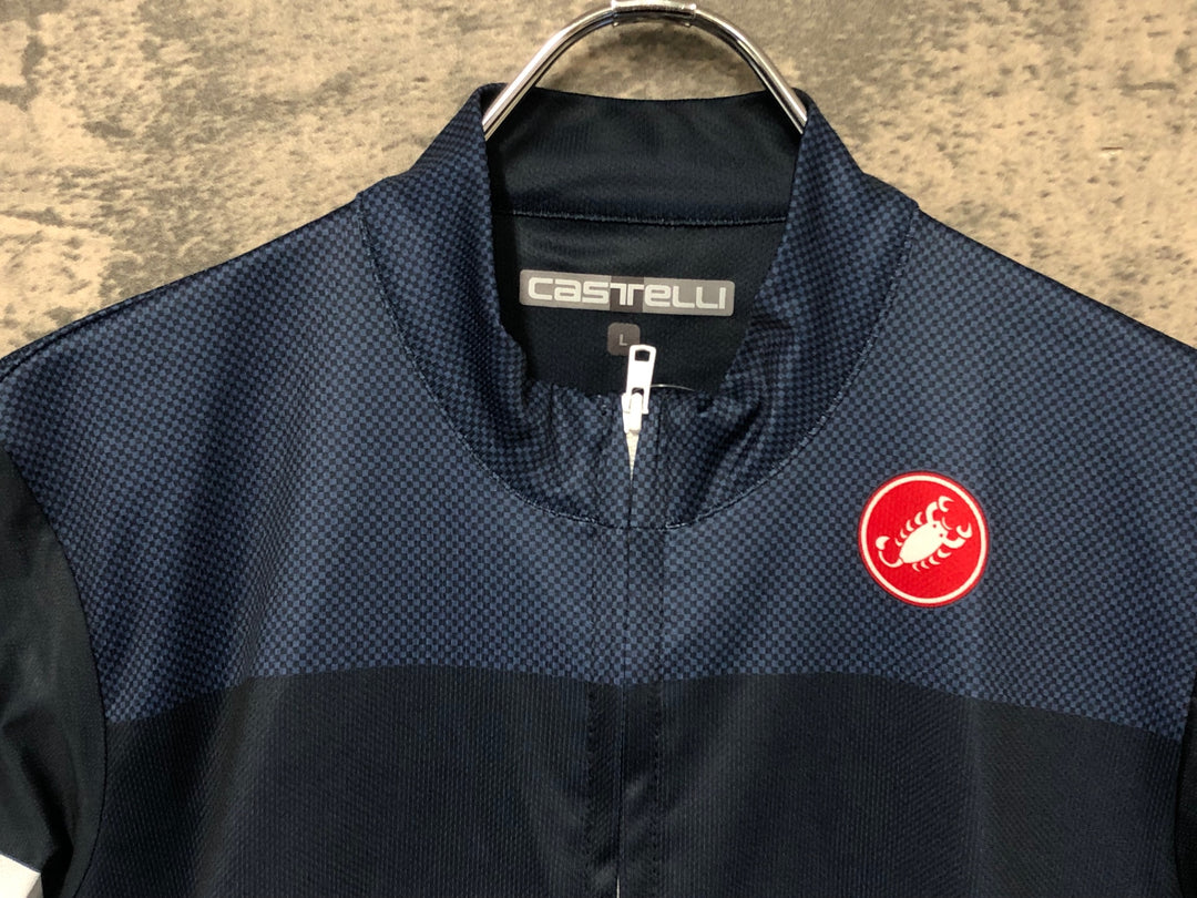 JJ815 カステリ CASTELLI 半袖 サイクルジャージ 紺 白 L
