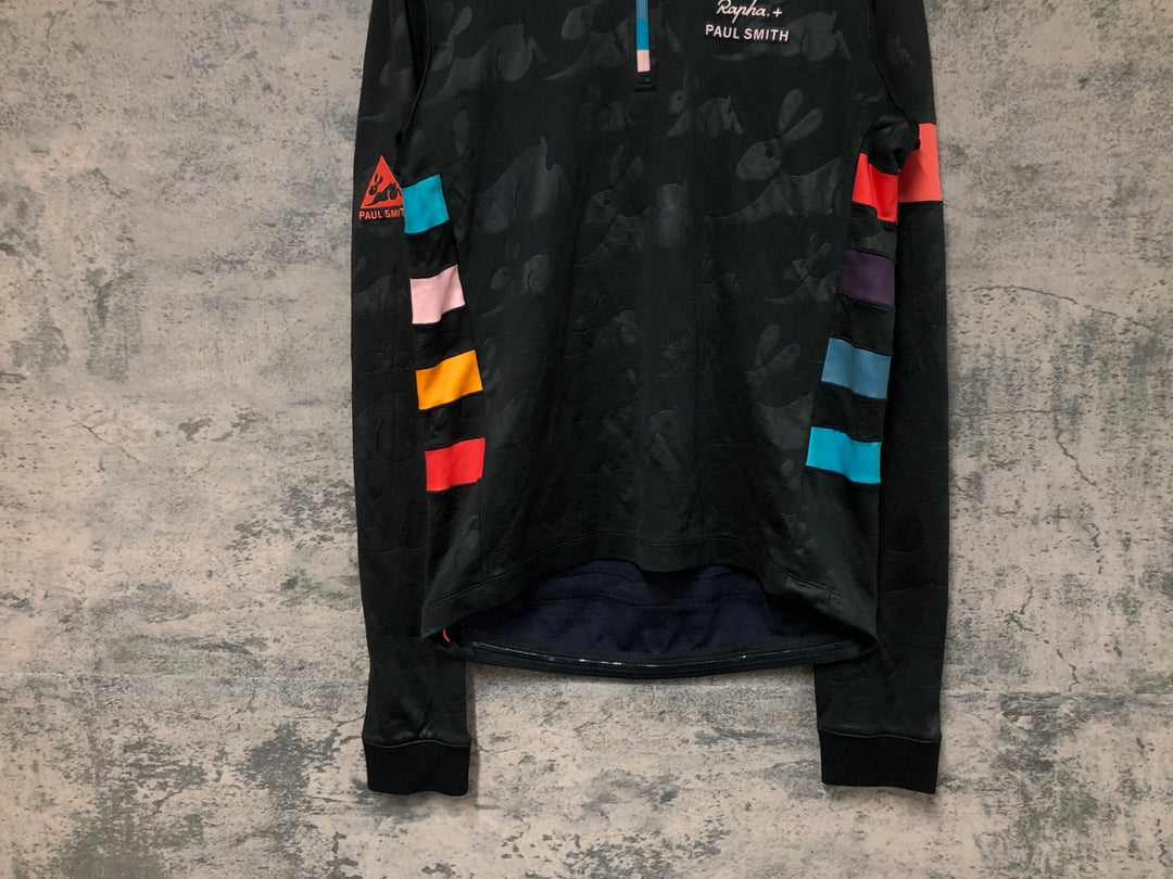 JO917 ラファ Rapha PAUL SMITH & RAPHA LONG SLEEVE CLASSIC JERSEY 長袖 サイクルジャージ 黒 L