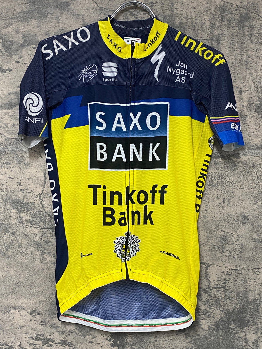 KJ826 スポーツフル sportful 半袖 サイクルジャージ 黃 紺 M SAXO BANK