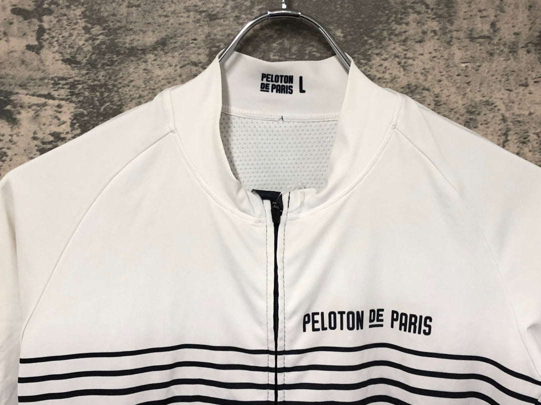 JJ818 プロトンドパリ PELOTON DE PARIS Domestique Jersey MEN 半袖 サイクルジャージ 白 黒 L